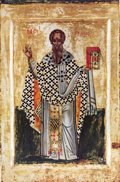 Pyhittäjä Eutykhios, Konstantinopolin patriarkka (552-565 ja 577-582), venäläisessä ikonissa 1700-luvulta.(Kuva: Wikipedia)