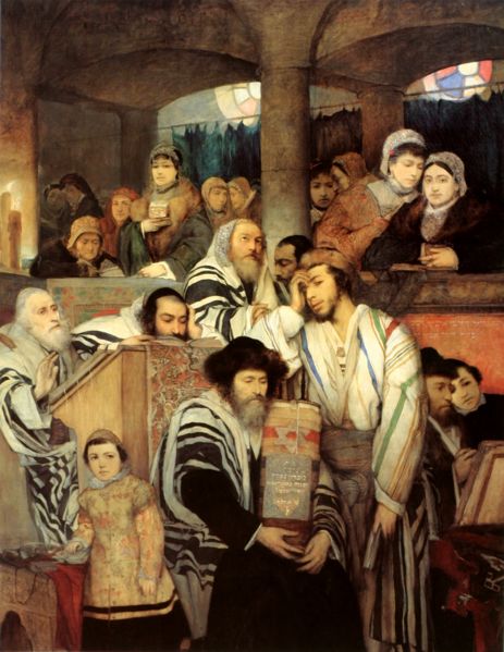 Tiedosto:Juutalaiset rukoilevat synagogassa jom kippurina wik.jpg